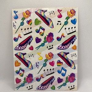 Lisa Frank S250 Roses Hearts Music Notes Shoes Heels Vintage Full Sticker Sheet